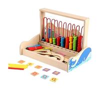 Milisten 1 Ensemble Boulier Bois Multifonctionnel pour Outil Éducatif Apprentissage des Mathématiques Perles Colorées pour Développement des Compétences Calcul et Reconnaissance des