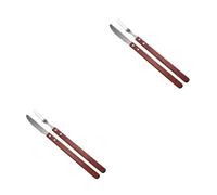 Milisten 1 Ensemble Coffret Ustensiles Barbecue Acier Inoxydable avec Poignée Ensemble de Couteaux et Fourchettes pour Grillades Extérieures Outils Pratiques pour Viande Légumes et Plus