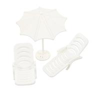 Milisten 1 Ensemble De Chaises De Plage Parasol Mini Chaise Longue Modèle De Plage Décoration De Maison Miniature Décoration De Maison De Poupée Miniature Chaises Miniatures Modèle