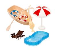 Milisten 1 Ensemble Ensemble de Jouets de Piscine Mini-Chaise de Plage Piscine Miniature Meubles de Mini Piscine Chaise de Plage pour Maison de poupée Mini transat Mini-Bateau Plastique