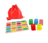 Milisten 1 Ensemble Jeu de Blocs Bois pour Éducation Précoce de Dominos Numériques Tableau et Sac de Rangement de Calcul pour Développer Les Capacités Cognitives