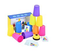 Milisten 1 Ensemble Jeu de Cups Empilables Éducatif pour Garçon Fille avec Cups Colorés et Cartes de Questions pour Développement Cognitif et Interactions Ludiques