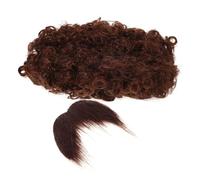 Milisten 1 Ensemble perruque afro Accessoire barbe trousse perruques deguisement adulte poils du visage fausses moustaches flanelle Brun