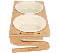 Milisten 1 Ensemble Surélevée pour Chat Céramique avec Support Écuelle Double Céramique pour Chat Design Pratique et Élégant pour Repas Confortable à