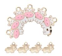 Milisten 10 Pendentifs Charme Vache en Alliage Coloré, Mini Breloques Animaux Ferme, 10 Pièces Blanches pour Création de Bijoux Diy, Figurines Polies pour Bracelets et Colliers