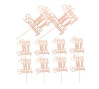 Milisten 10 Pièces Décorations Gâteau Paillettes Anniversaire Ans Rose Glitter Dessert Picks Faciles à Insérer pour Fête Anniversaire Fille