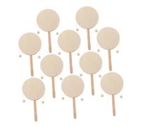 Milisten 10 Pièces Hand Drum Instruments Wooden Shaking Toys Unpainted Rattle Drums for DIY Art Projects Educational Craft Preschool