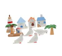 Milisten 10 pièces Miniature Micro Landscape Beach Decorations with Island Villa and Palm Tree for Dollhouse Mixed Style Mini