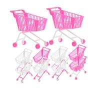 Milisten 10 Pièces Panier De Jouets Jouets pour Bébé Caddie De Courses Chariot Meubles De Crèche Miniatures Cart D'achat Rose pour Les Enfants Poussette Bébé Mini-Caddies Plastique