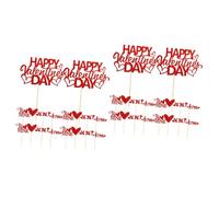 Milisten 100 Pièces Décorations de Gâteaux Saint-Valentin 50 Pièces Pics à Gâteaux en Papier et Bois Alimentaire Rouge Pailleté Lot 2 Sets Décorations Créatives pour de