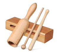 Milisten 2 Ensembles Bloc De Bois Instrument De Percussion Bois Avec Maillets Instrument à Bloc Rythmique Portable