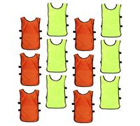 Milisten 2 Ensembles Gilets Entraînement De Basketball pour Garçon Fille Maillots De Sport Respirants Équipe Chasubles pour Activités Extérieures Orange Vert 12 Pièces * 2