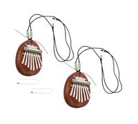 Milisten 2 Ensembles Mini Kalimba Notes Bois Sapele Piano à Doigts Portable Forme de Goutte Eau avec Chaîne et Corde Instrument de Musique pour Pratique et Performance