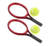Milisten 2 Ensembles Mini Tennis Rackets and Balls Set for Dollhouse Decoration Realistic Miniature Sports Accessories Educational and Collectible Suitable for All Ages