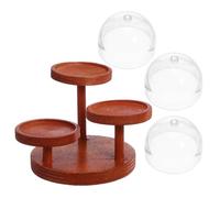 Milisten 2 Ensembles Miniature Dollhouse Cake Stand with Wooden Display Tray and Food Dome Realistic Miniature Food Rack for Dollhouse Kitchen Bakery Tea Party Accessories