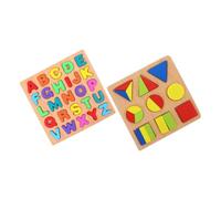 Milisten 2 Ensembles Puzzle Bois Lettres et Formes Géométriques Éducatif Reconnaissance des Formes pour Garçon Fille Apprentissage ABC et Chiffres Jeux Montessori Garçon Fille Préscolaire