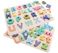 Milisten 2 Ensembles Puzzle Éducatif Alphabet pour Tout-Petits de Logique Bois Apprentissage des Lettres et Développement de Observation et Coordination Main-œil