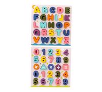 Milisten 2 Ensembles Puzzles Éducatifs Bois pour Garçon Fille Reconnaissance des Lettres Chiffres Jouets Ludiques pour Apprentissage Précoce pour Relation Parent Garçon Fille Fournitures