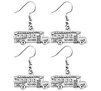 Milisten 2 Paires de Boucles D'oreilles Pendantes en Alliage de Zinc Forme Bus Scolaire Argenté, Boucles D'oreilles Créatives Pratiques, Accessoires Décoratifs pour Femme Présent Chauffeur