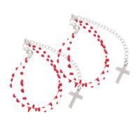 Milisten 2 Pièces Bracelet de Sang Croix en Acier Inoxydable | Lot Pendentif Croix, Finition Résistante au Ternissement, Look Vintage pour Halloween et Noël, Amis