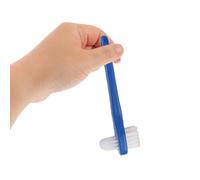 Milisten 2 pièces Brosse Dentier Double-face Petite Outil Nettoyage Prothèses Dentaires Ergonomique Poils Souples pour Hygiène Complète Lot Bleu et Rouge