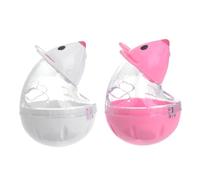 Milisten 2 pièces Distributeur de Nourriture Interactif pour Chat Forme de Souris avec Design de Fuite Stimulateur de Jeu pour Blanc et Rouge