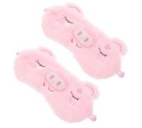 Milisten 2 pièces Masque de Sommeil Peluche Doux Garçon Fille Motif Cochon Rose Bloque Lumière pour Voyage et Détente