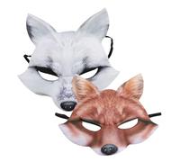 Milisten 2 pièces Masque Renard Demi Visage EVA pour Adultes et Flexible Masque Animal Réaliste pour Fête Costumée Carnaval et Soirée Masquée