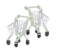 Milisten 2 Pièces Modèle De Chariot Tout Petit Chariots Mini-Caddie Petit Caddie Chariot De Supermarché Caddie Miniature Bureau Enfants Bleu Light Green Plastique