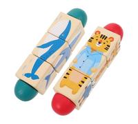 Milisten 2 Pièces Montessori Rotating Animal Puzzle Toy for Wooden Twist Blocks for Early Learning Fine Motor Skills and Hand-Eye Coordination Development