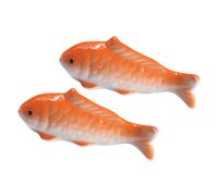 Milisten 2 pièces Ornement Poisson Céramique Flottant pour Aquarium Statue Éraflure Accessoire Décoratif pour Bassin et Bureau Lot de Rouge