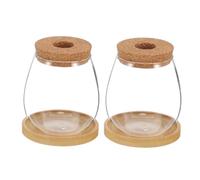 Milisten 2ensembles Jardinière Hydroponique Verre Petite Station De Propagation avec Base Bambou Et Couvercle Liège Vase Enracinement pour Plantes Intérieur