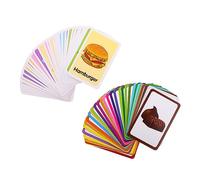 Milisten 2Ensembles Learning Flash Cards Set of Cognitive Educational Toys for Early Learning Portable Learning Supplies for Children Color Food Drink Themes