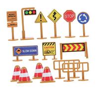 Milisten 2ensembles Panneaux De Signalisation Miniatures pour Garçon Fille Jouet Éducatif De Sécurité Routière avec Cônes De Circulation Et Accessoires Kit Apprentissage Ludique pour Garçon