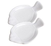 Milisten 2pcs Râpe à Gingembre en Céramique Blanche Forme Poisson Fonction Broyage et Rangement Cuisine Pratique la Maison