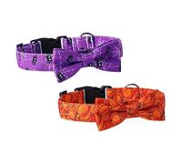 Milisten 2pièces Collier pour Chien Halloween avec Bandanas Amovibles Forme De Fantôme Citrouille Ajustable Et Confortable pour Animaux De Compagnie