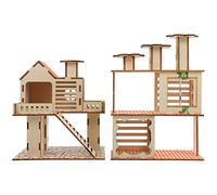 Milisten 2pièces Maison Bois pour Hamster Jouet Habitat De Villa Fournitures pour Animaux De Compagnie Plateforme De Jeu Et Repos