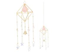 Milisten 2pièces Pendentif Pierre De Naturel Décoration Suspendue Forme De Cloche Pour Capturer La Lumière Pour Intérieur Et Extérieur Rose