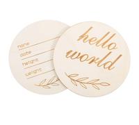 Milisten 2pièces Plaque Bois Pour Annonce De Naissance Accessoire Photo Né Avec Inscription Personnalisable Signes Éléphants Et Hello World Souvenir Éternel Croissance