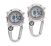Milisten 3 Ensembles Montre De Poche Métallique À Clip avec Boussole Étanche pour Camping Et Escalade Couleurs Rouge Et Orange 2 Pièces * 3