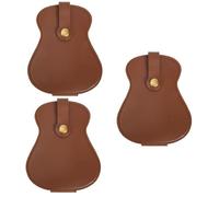Milisten 3 Pièces Étui en Cuir Stockage de Guitare Sac de Transport de médiator Porte-médiator Support de Choix de Guitare Compact Choix de Stockage Sac de médiator de Guitare PU Brun