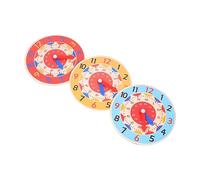 Milisten 3 pièces Horloge Éducative Bois pour Garçon Fille Apprentissage Couleurs Rouge Orange et Bleu Outil Pédagogique Montessori pour Reconnaître Chiffres et Heures