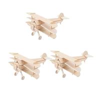 Milisten 3 pièces Kit de Modèle Avion Bois à Peindre et Assembler DIY pour Garçon Fille Puzzle Éducatif Bois pour Développer Imagination Créativité Projet Artistique à Réaliser Famille