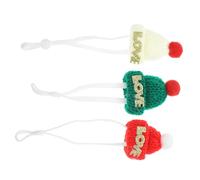 Milisten 3pièces Chapeaux De Noël pour Animaux Chapeaux Miniatures Tricotés Main avec Sangle Réglable pour Hamsters Et Hérissons Accessoires Festifs Confortables Et Légers pour Petits