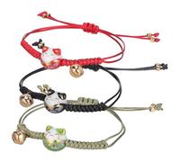 Milisten 3pièces Lot De Bracelets Chance Maneki Neko Ajustables Avec Breloque Chat Et Clochette Cadeaux Pour Femme