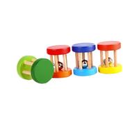 Milisten 4 Pièces Bois pour Garçon Fille Hochet Sécurisé et Lisse Éducatif Sensoriel pour Développement Préhension Couleurs Aléatoires Premier Anniversaire Couleur