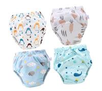 Milisten 4 pièces Culottes Apprentissage Garçon Fille Coton Lavables Confortables et Respirantes Pantalons de Formation Réutilisables pour Tout-petits Garçons et Filles Motifs Assortis