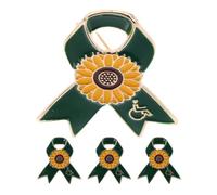 Milisten 4 Pièces Épingle à Fleur de Revers Tournesol en Alliage Vert Confortable à Porter pour Bénévoles et Événements Caritatifs de Sensibilisation au Handicap