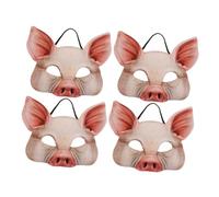 Milisten 4 pièces Masque Demi Visage Cochon Eva et pour Carnaval Halloween Déguisement Adulte Accessoire de Costume Animalier pour Fête à Thème