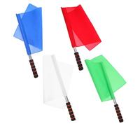 Milisten 4 Pièces Referee Signal Flags With Sponge Covered Stainless Steel Handle Durable Lightweight Track Match Judge Equipment For Soccer Volleyball